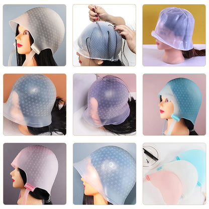 Hair Coloring Highlighting Hat Silicone Reusable Flexible High Elasticity Folding Hair Dye Hat Silicone Dye Hat Reusable Dye Hat